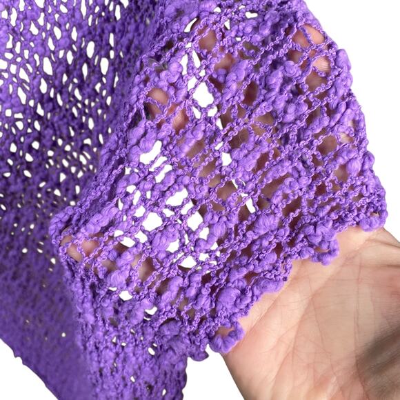 Lost River Clothing Hand Knit Crochet Cowl Lagenlook Asymmetric Poncho Sweater - Picture 5 of 10